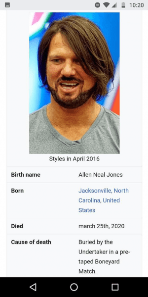 Aj Styles Is Dead According To Wikipedia